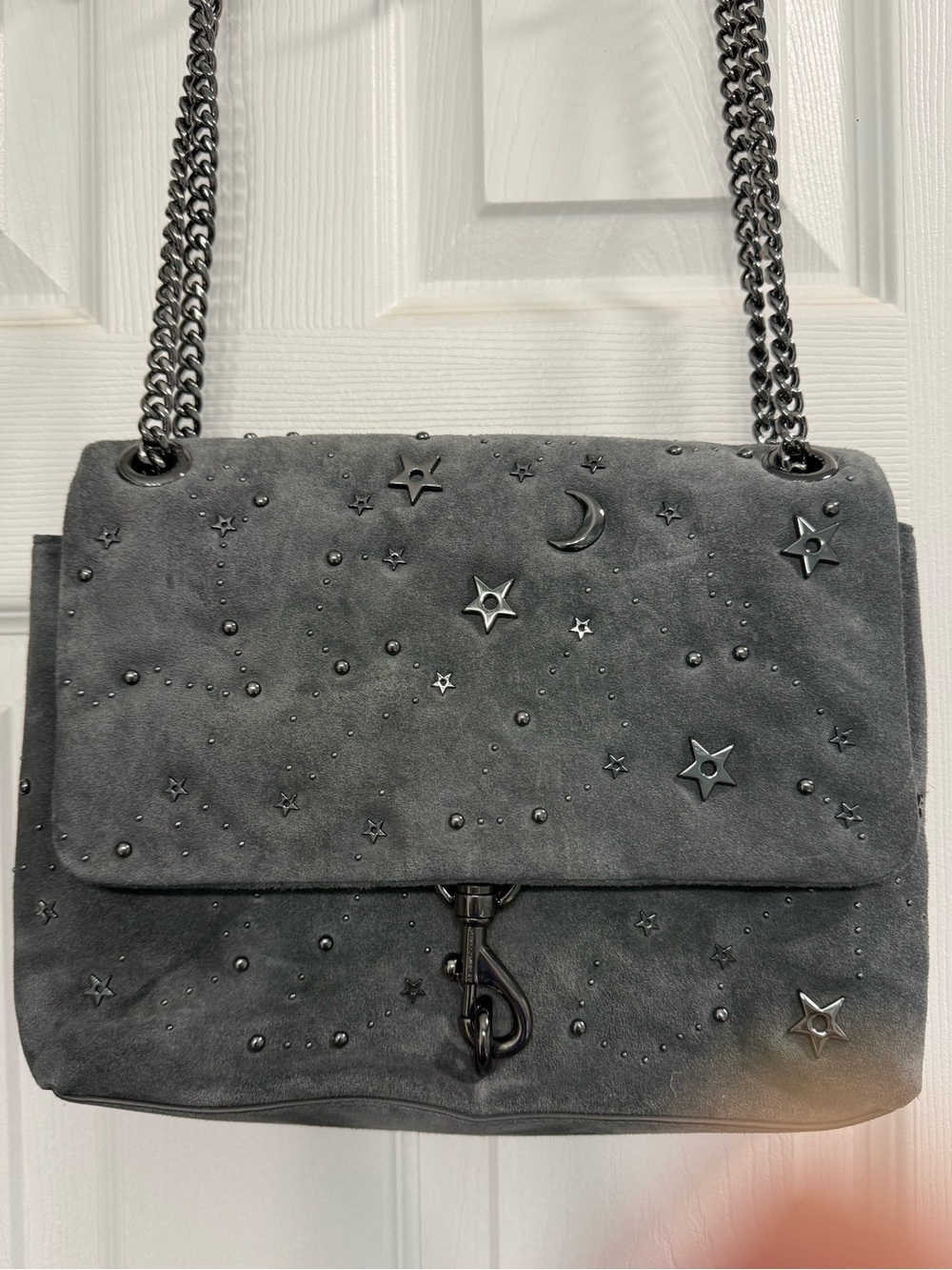 Rebecca Minkoff Black Star & Moon Suede Shoulder Bag